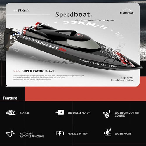 Remote Control Speed RC Brushless Boat WL916 2.4G 55km/h Under Motor RC Submarine with LED ights for Hobbies Adults Teen Favor