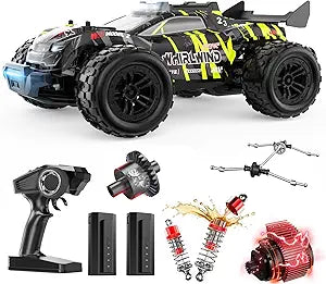 DEERC 1611 1/14 Fast Brushless RC Car for Adults, 43 MPH High Speed 4x4 Off-Road RC Truck, Waterproof Monster Truggy, All Terrain Remote Control Drift Car for Boys 8-12, 2 Batteries, 3S Lipo Compatibl